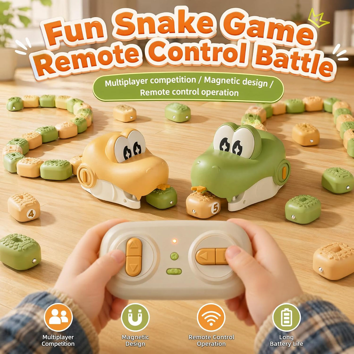 Magnetic Snake Game Toy Eating Itself with Sound & Light 