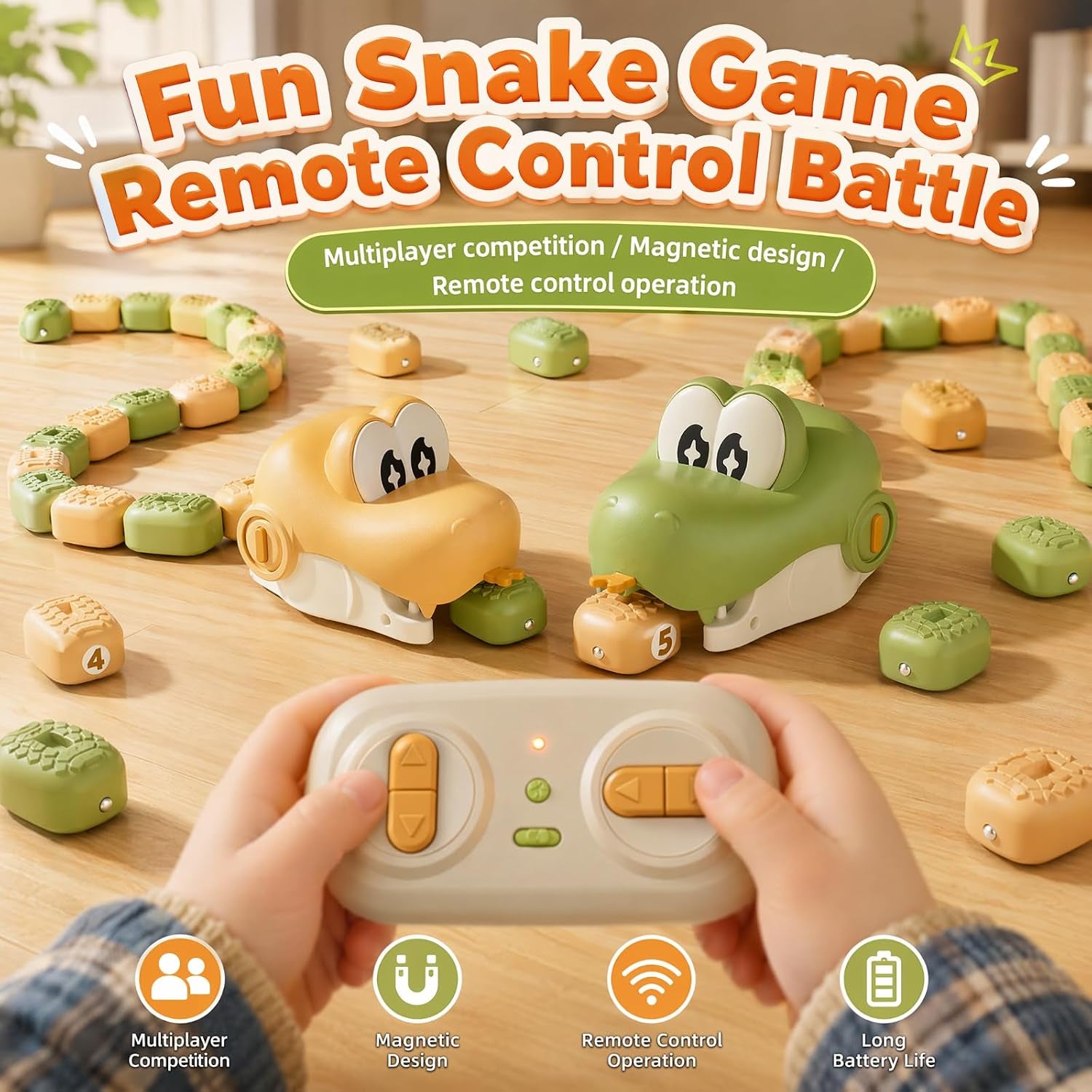 Magnetic Snake Game Toy Eating Itself with Sound & Light 