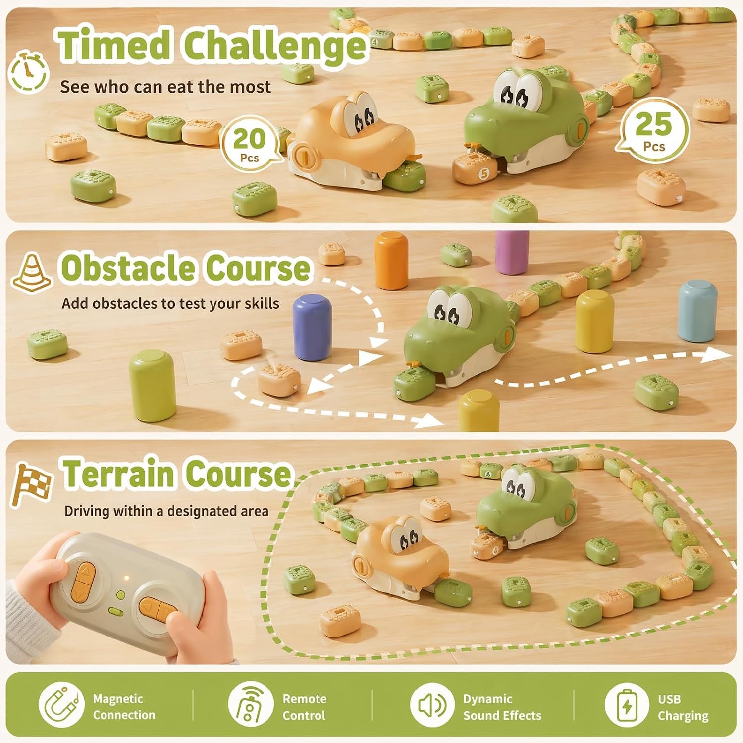 Magnetic Snake Game Toy Eating Itself with Sound & Light 